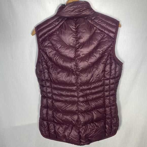 BERNARDO Down Vest Quilted Puffer Mock Neck Asymmetrical Zip Womens S Purple - Picture 3 of 11